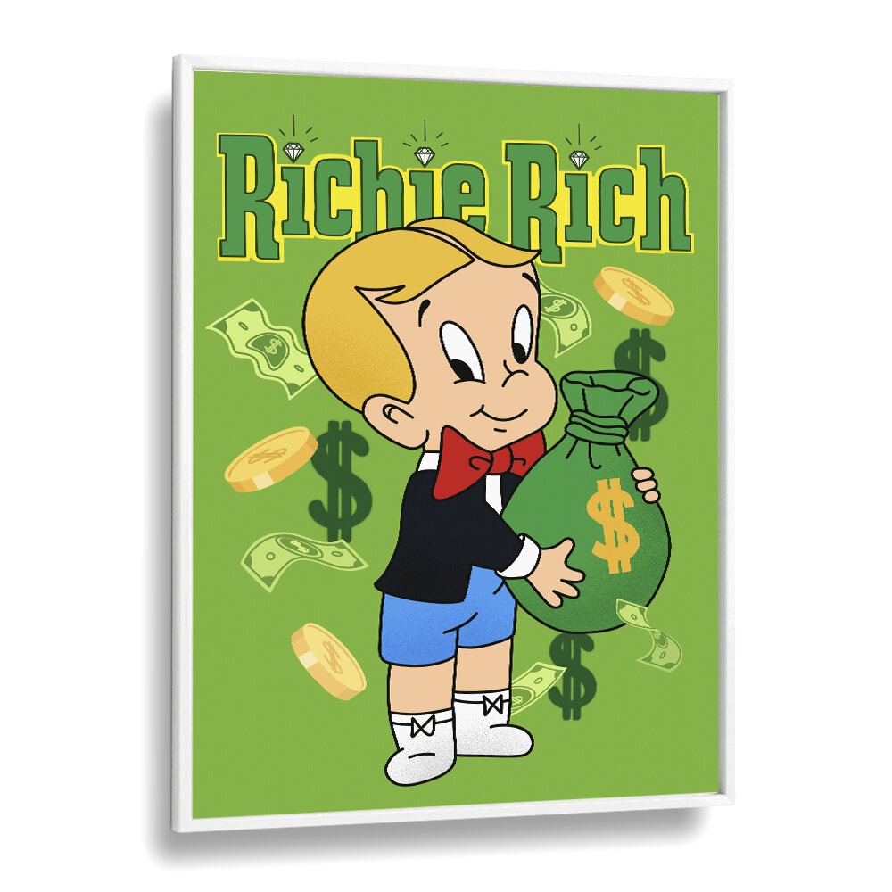 Riche Rich Comic Wall Art Comic Posters in White Plain Frame