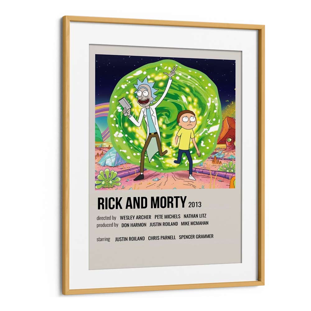 Rick Morty 2013 i Movie Posters in Oak Wood Frame With Mount