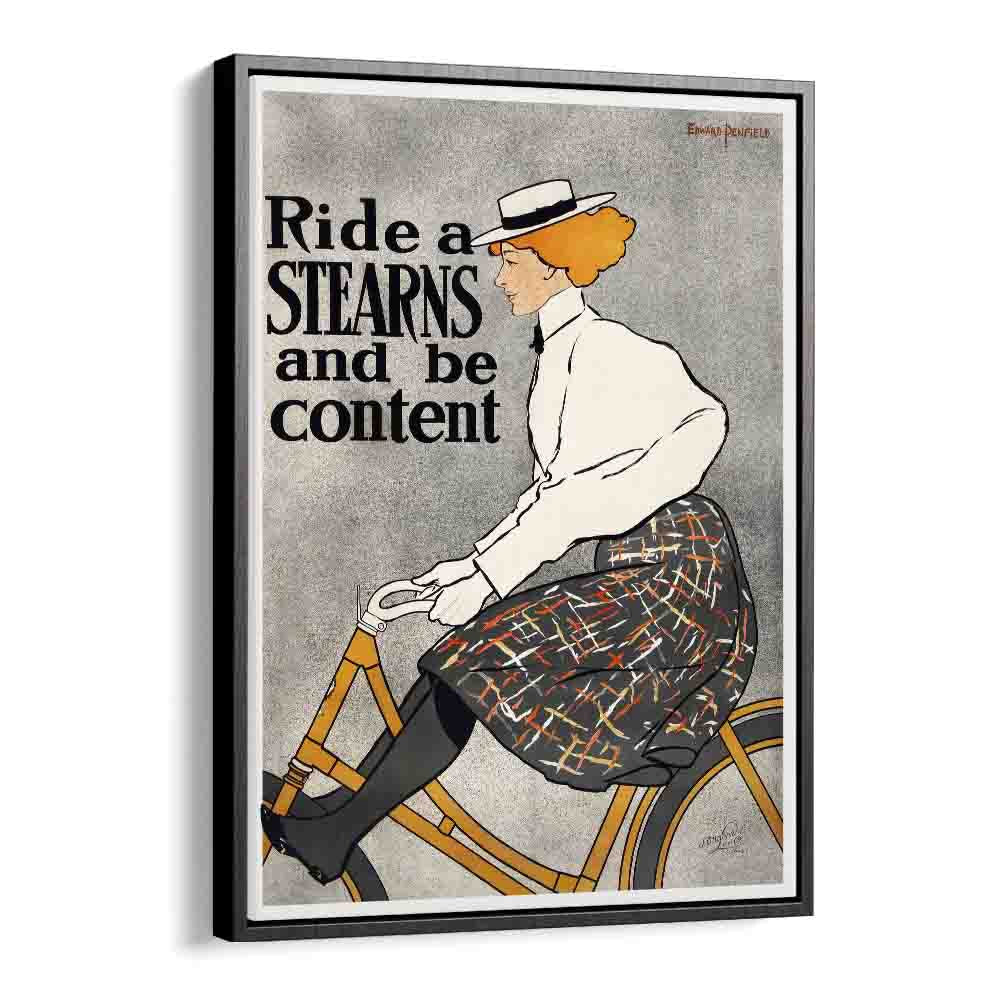 Ride A Stearns And Be Content 1896 Vintage Paintings in Black Floater Frame