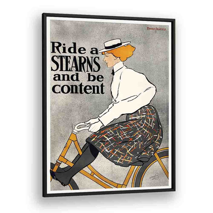 Ride A Stearns And Be Content 1896 Vintage Paintings in Black Plain Frame