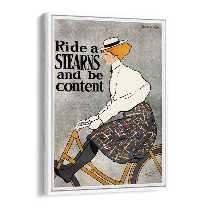 Ride A Stearns And Be Content 1896 Vintage Paintings in White Floater Frame