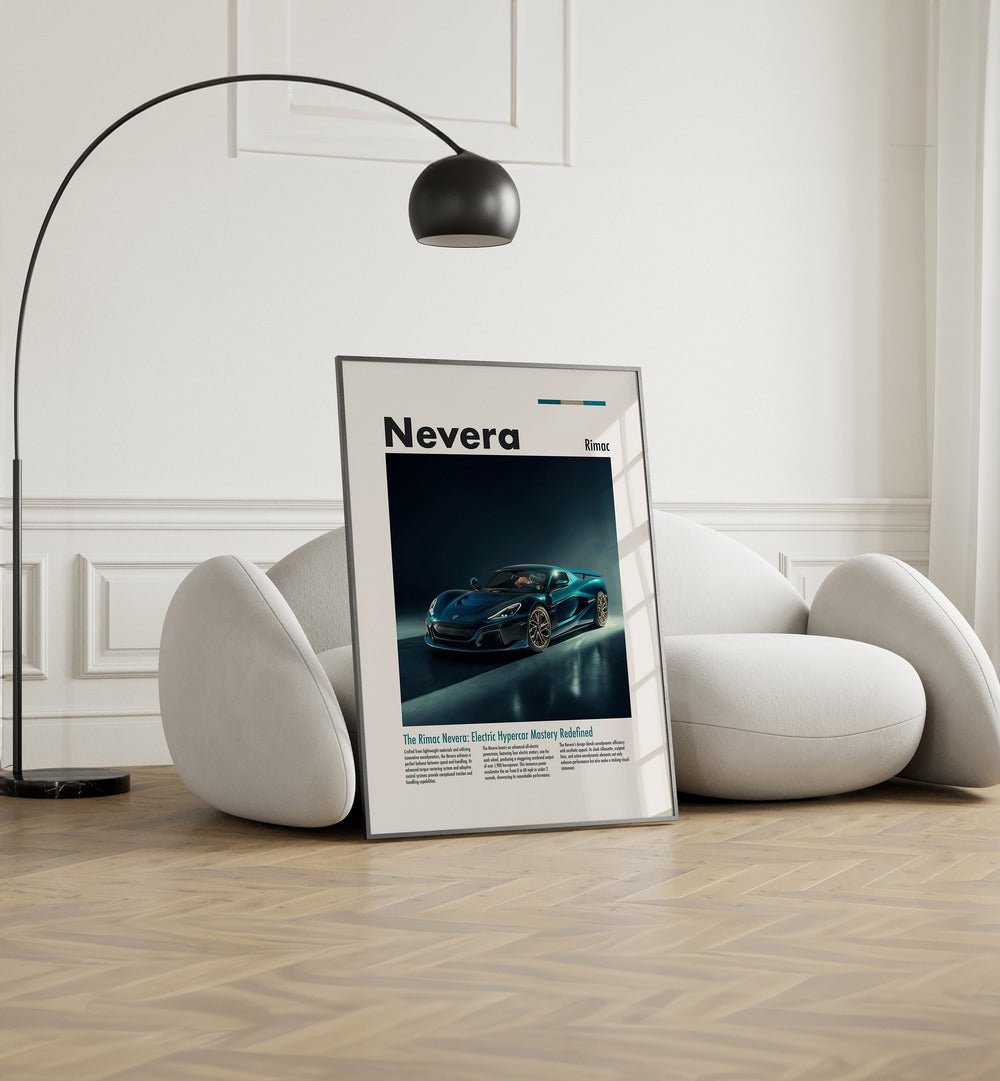 Stunning RIMAC NEVERA car posters enhance your space with automotive passion and artistic expression. Perfect for enthusiasts!