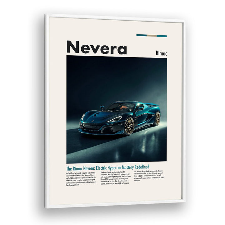 Stunning RIMAC NEVERA car posters in a sleek frame, perfect for transforming your space with automotive art.