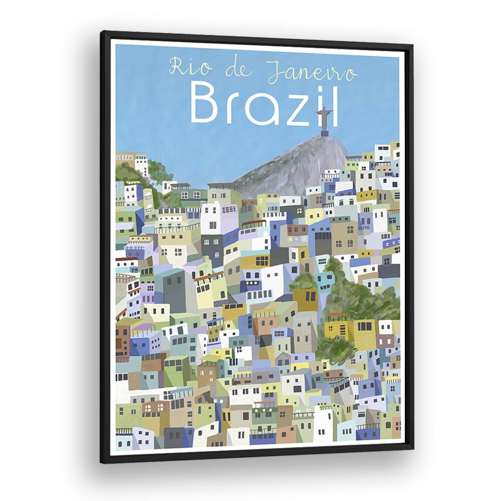 Rio De Janeiro by Carla Daly Travel Posters in Black Plain Frame