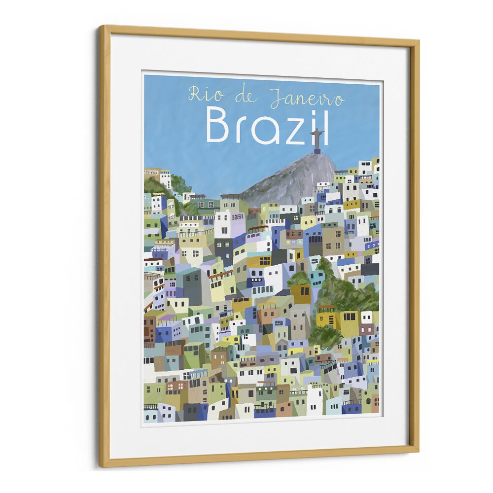 Rio De Janeiro by Carla Daly Travel Posters in Oak Wood Frame With Mount