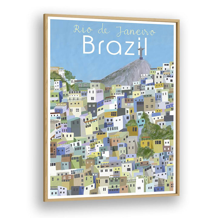 Rio De Janeiro by Carla Daly Travel Posters in Oak Wood Plain Frame