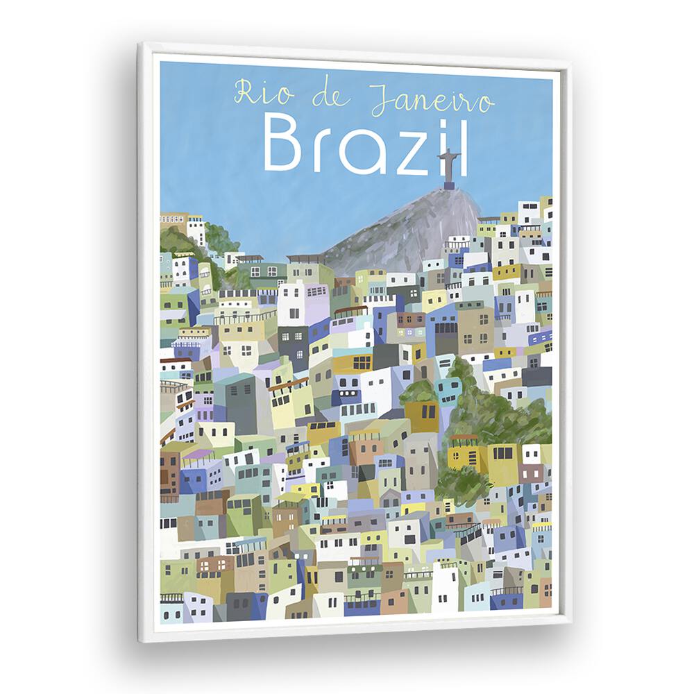 Rio De Janeiro by Carla Daly Travel Posters in White Plain Frame