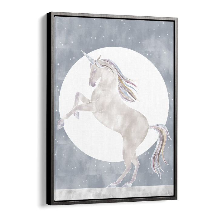 Rising Unicorn  Kids Paintings in Black Floater Frame