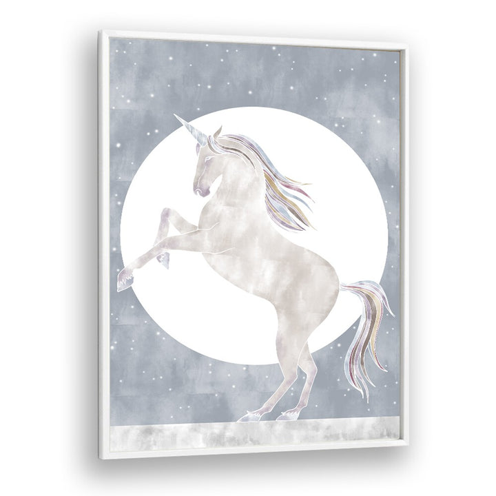 Rising Unicorn  Kids Paintings in White Plain Frame