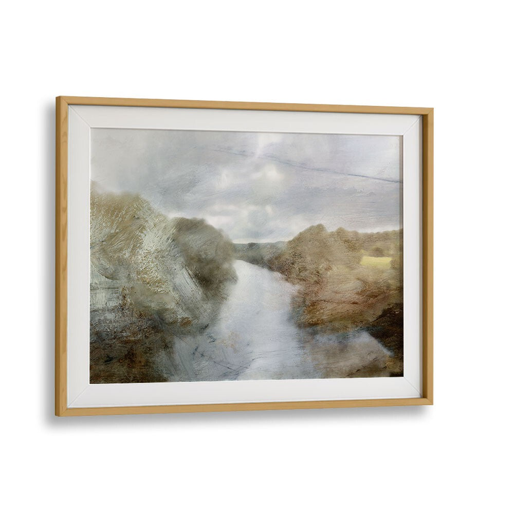 River By Dan Hobday Landscape Art Prints Landscape Paintings in Oak Wood Frame With Mount