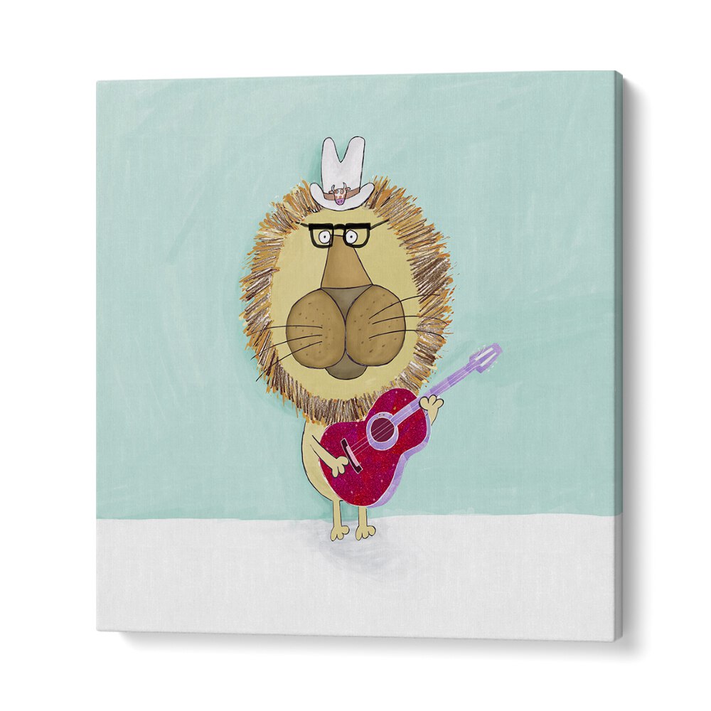 Rock Star Lion With A Cowboy Hat Plays His Guitar By Carla Daly Kids Room Art in Gallery Wrap