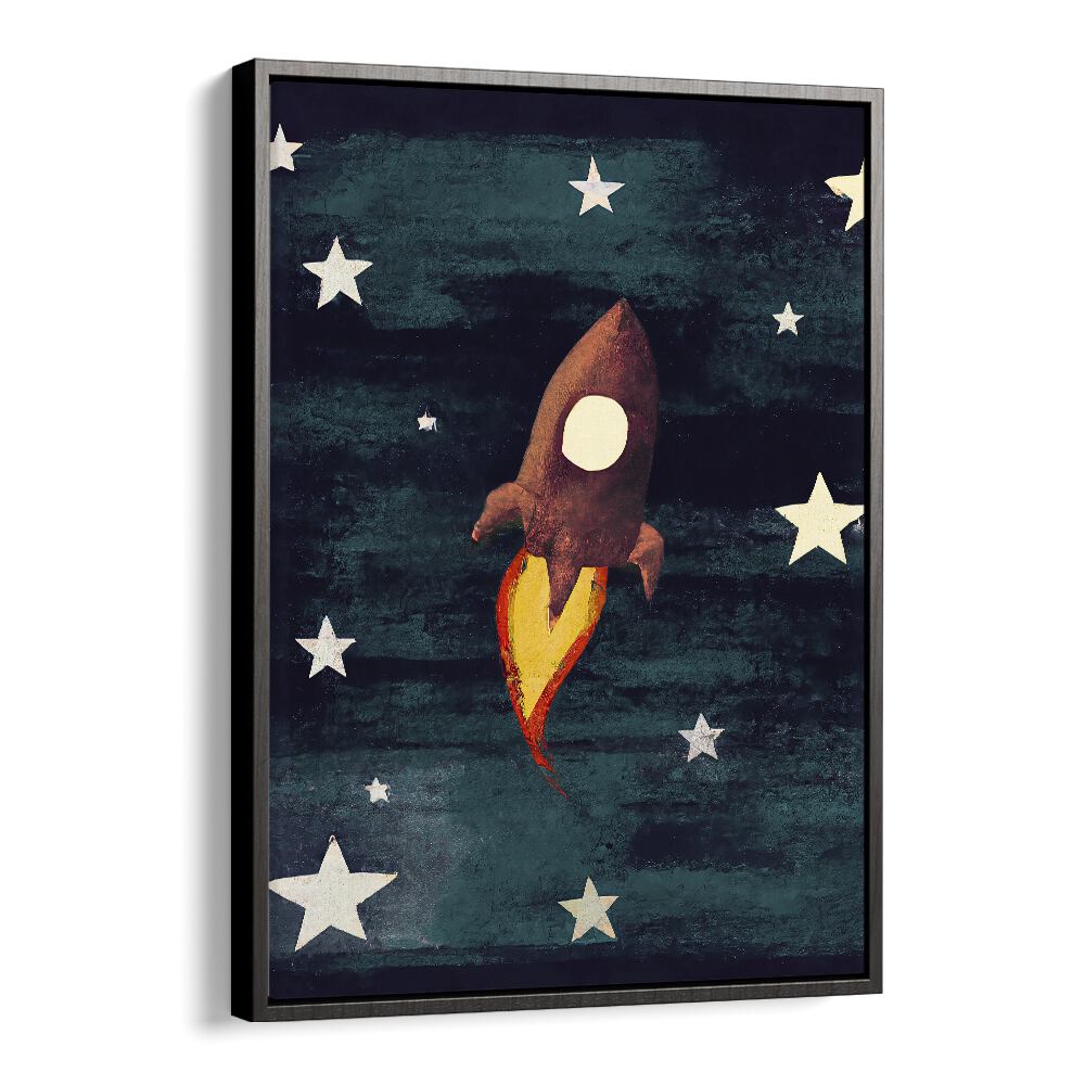 Rocket Love Kids Paintings in Black Floater Frame