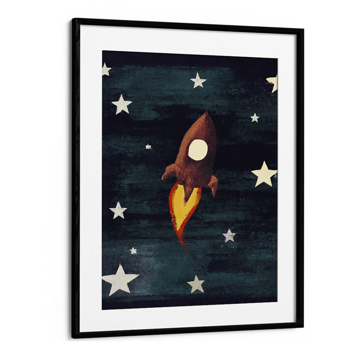 Rocket Love Kids Paintings in Black Frame With Mount