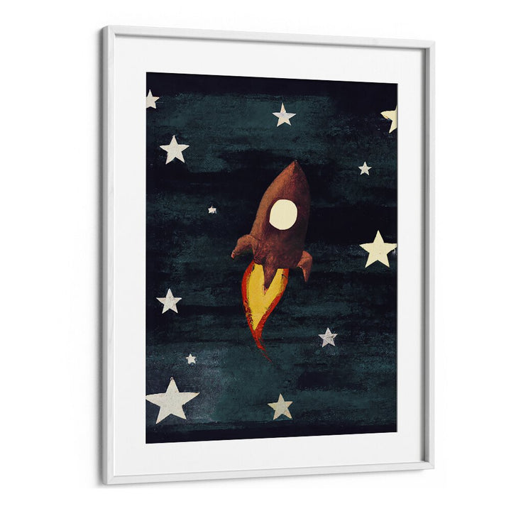 Rocket Love Kids Paintings in White Frame With Mount