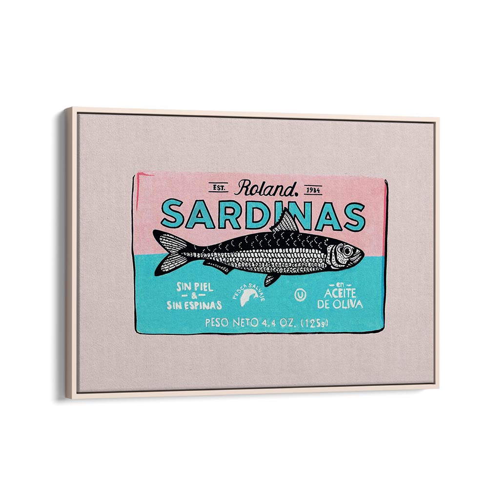 Roland Sardinas by Studio Mandariini Kitchen Posters Kitchen Art Prints in Oak Wood Floater Frame