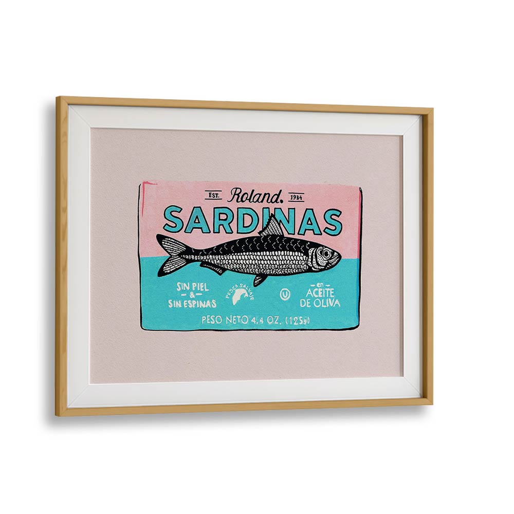 Roland Sardinas by Studio Mandariini Kitchen Posters Kitchen Art Prints in Oak Wood Frame With Mount