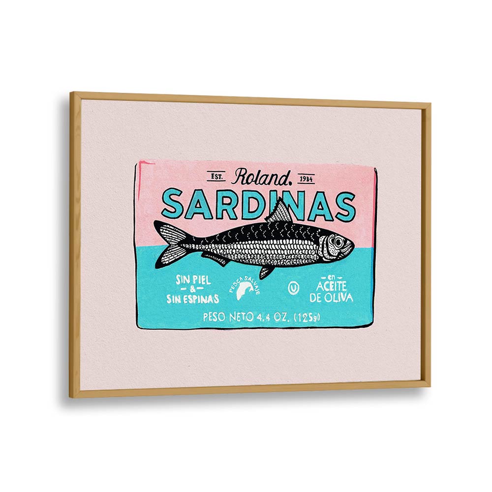 Roland Sardinas by Studio Mandariini Kitchen Posters Kitchen Art Prints in Oak Wood Plain Frame