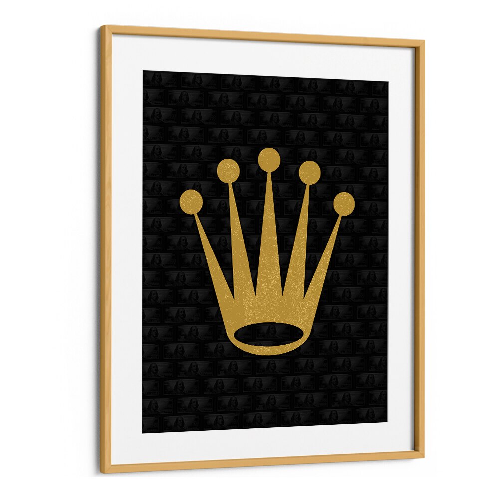 Rolex Crown Fashion Paintings Fashion Posters in Oak Wood Frame With Mount