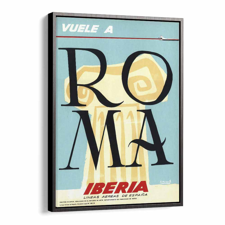 Roma  Retro Travel Posters in Black Floater Frame