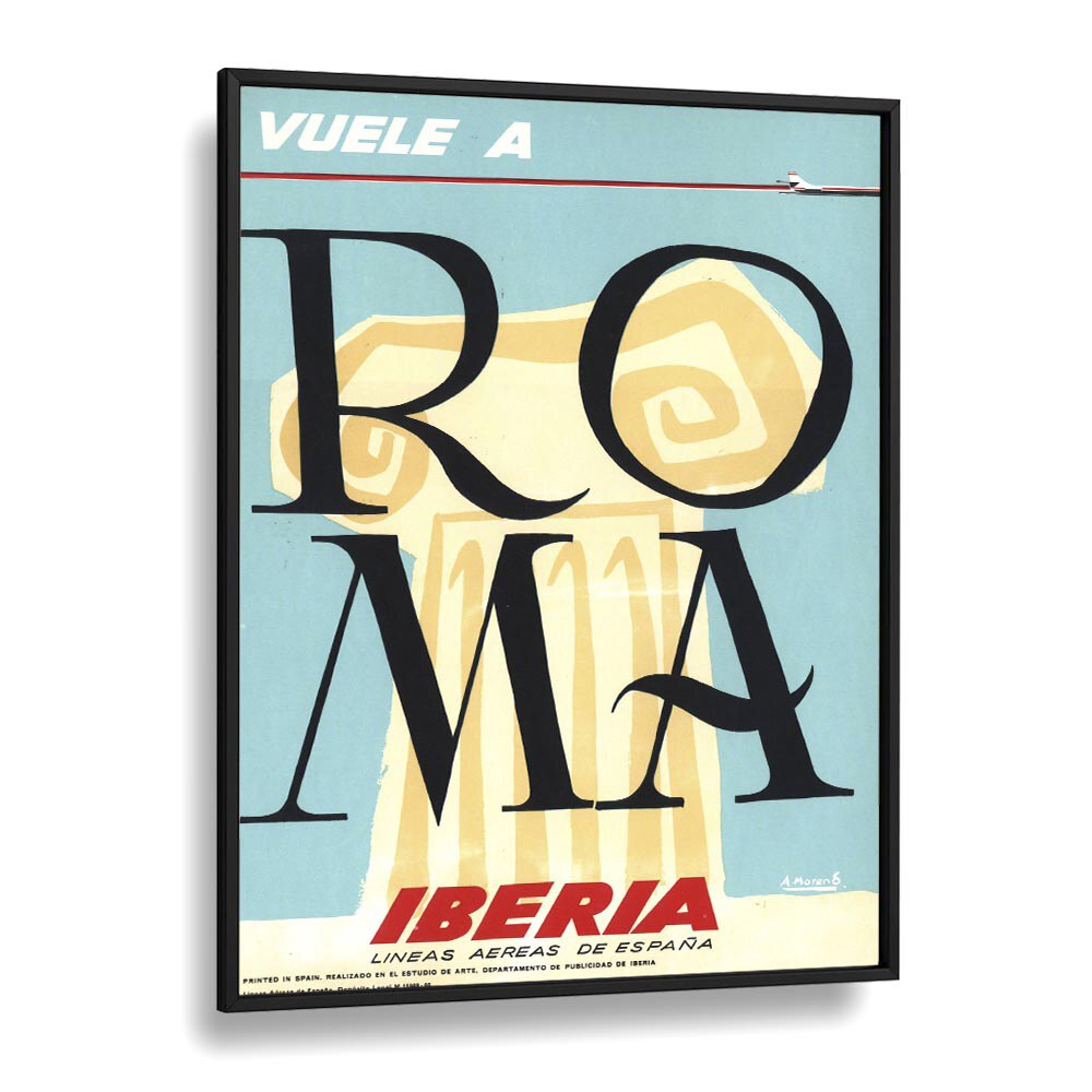 Roma  Retro Travel Posters in Black Plain Frame