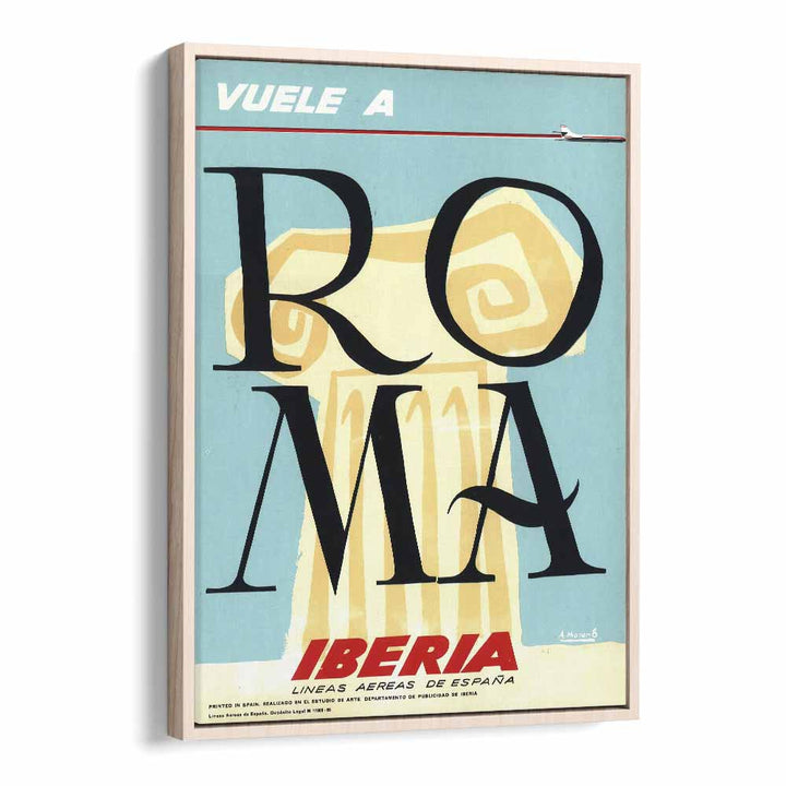 Roma  Retro Travel Posters in Oak Wood Floater Frame