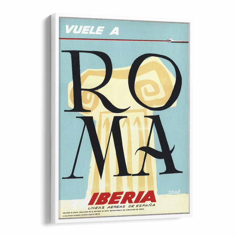 Roma  Retro Travel Posters in White Floater Frame