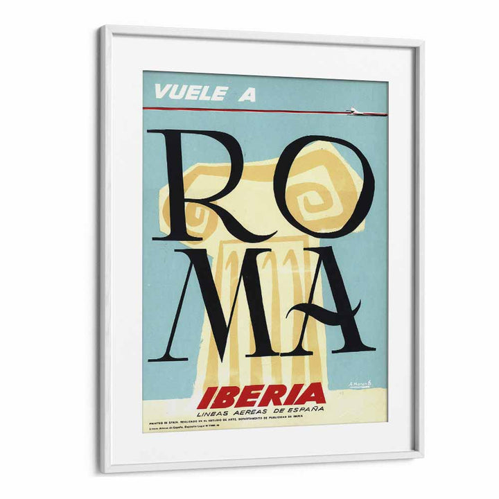 Roma  Retro Travel Posters in White Frame With Mount