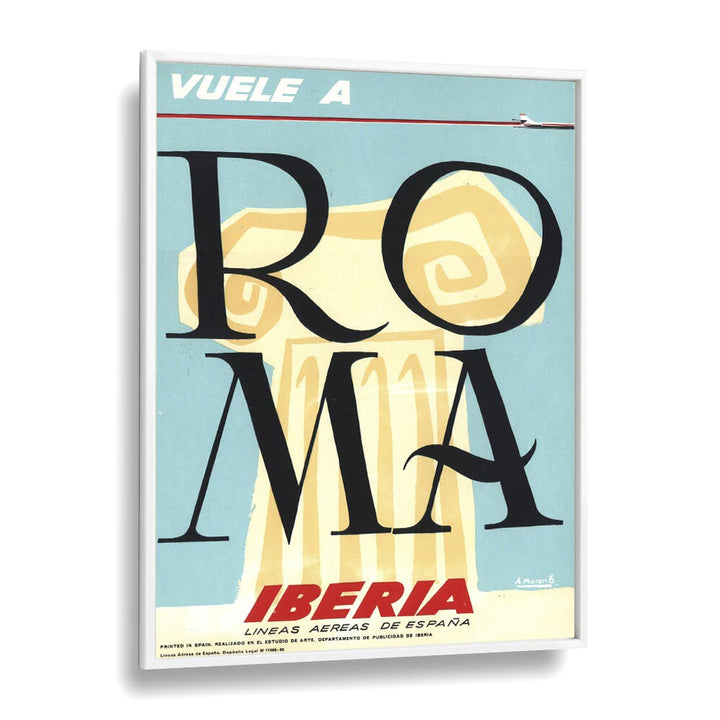 Roma  Retro Travel Posters in White Plain Frame