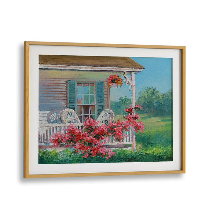 Romantic Daydreams Vintage European Paintings in Oak Wood Frame With Mount