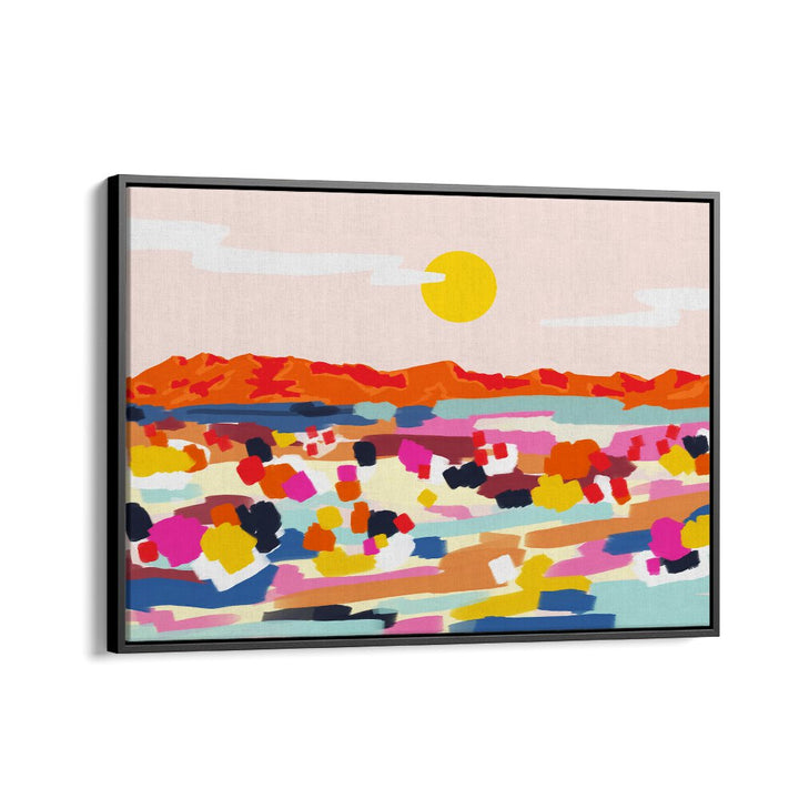 Romantic Landscape By Uma Gokhale Abstract Paintings in Black Floater Frame