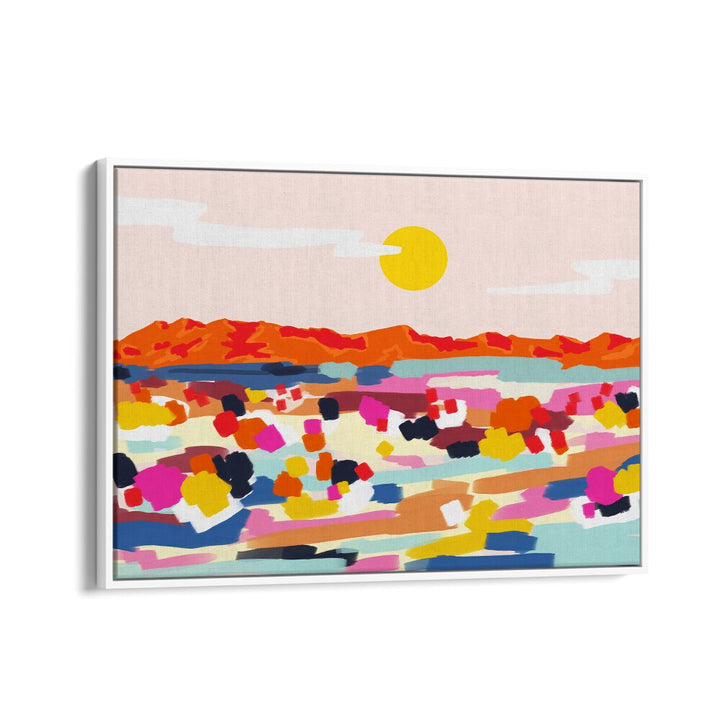 Romantic Landscape By Uma Gokhale Abstract Paintings in White Floater Frame