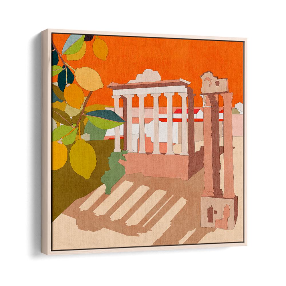 Rome By Ana Rut Bre Abstract Art Abstract Paintings in Oak Wood Floater Frame