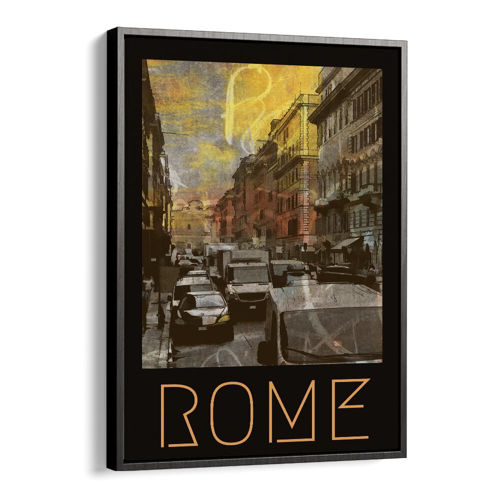 Rome-Retro Retro Vintage Travel Vintage Travel Posters in Black Floater Frame