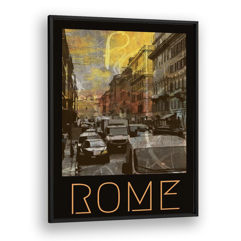 Rome-Retro Retro Vintage Travel Vintage Travel Posters in Black Plain Frame