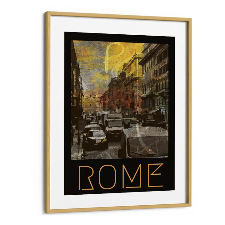 Rome-Retro Retro Vintage Travel Vintage Travel Posters in Oak Wood Frame With Mount