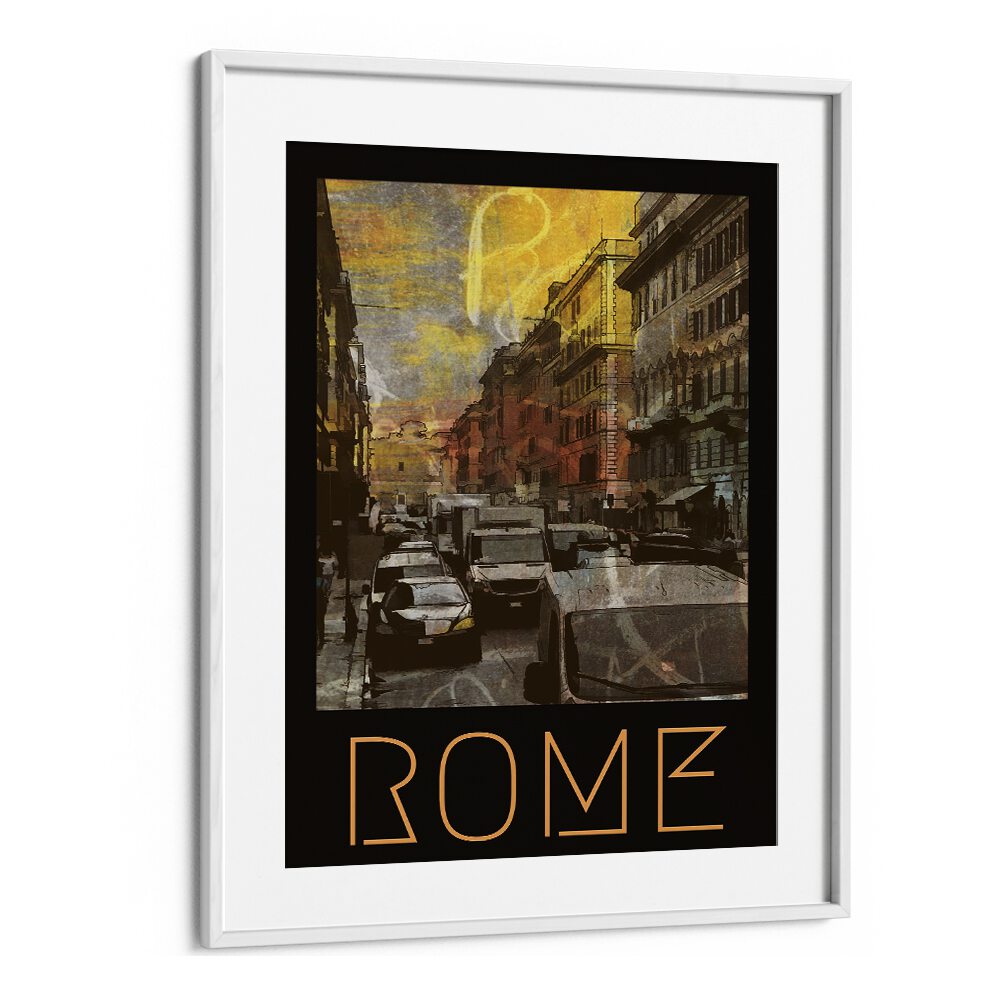 Rome-Retro Retro Vintage Travel Vintage Travel Posters in White Frame With Mount