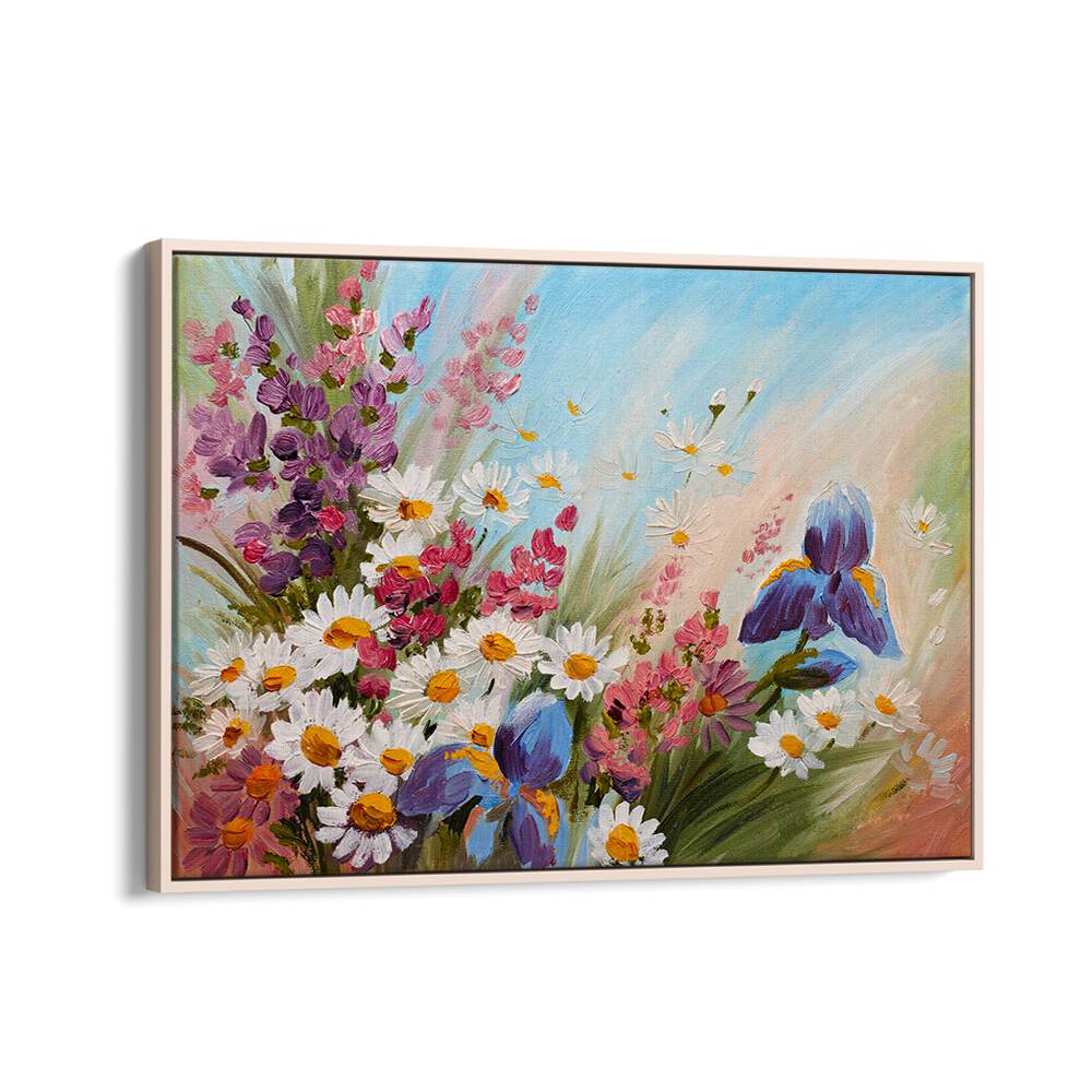 Roots and Blooms Vintage European Paintings in Oak Wood Floater Frame