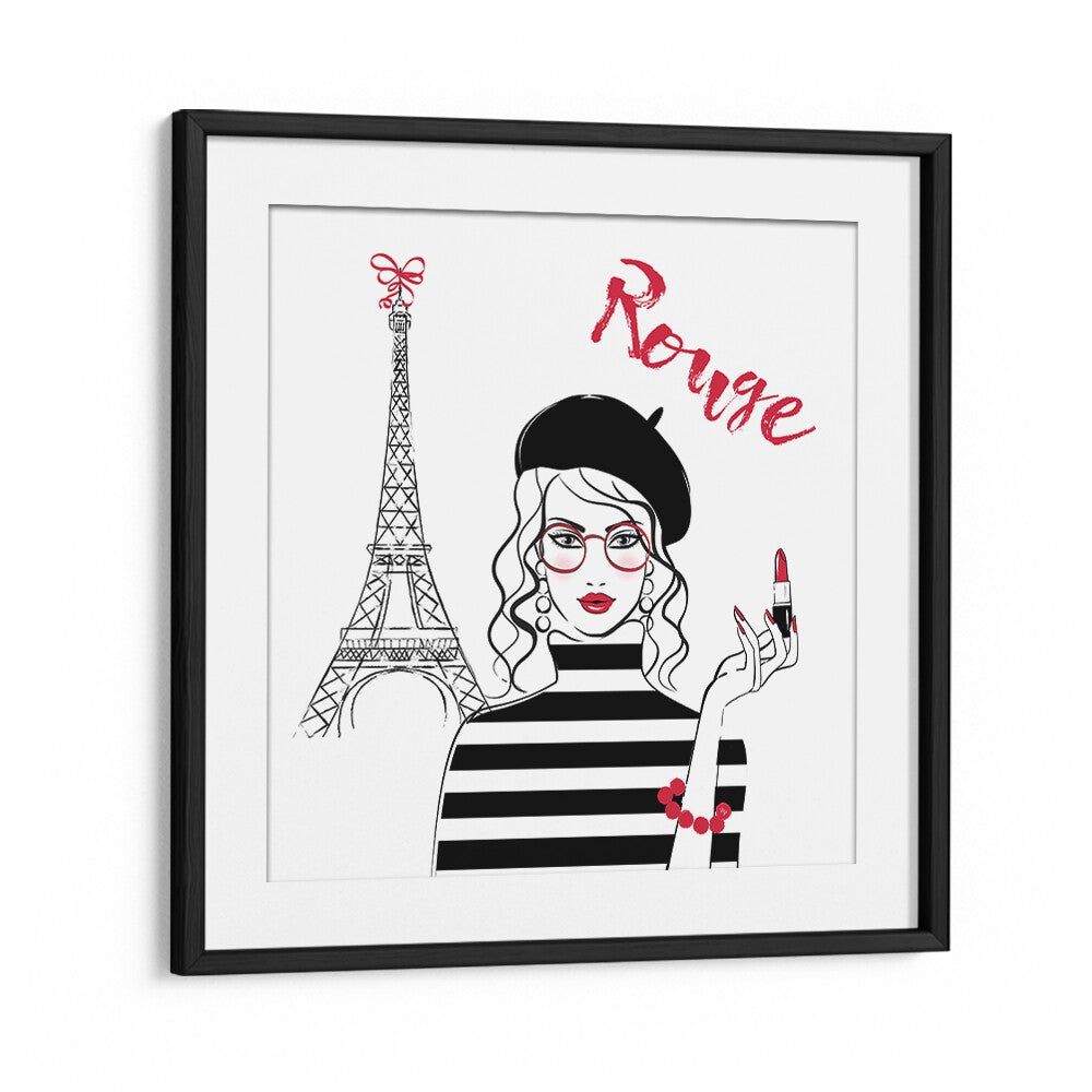 Rouge by Martina Fashion Paintings Fashion Posters in Black Frame With Mount