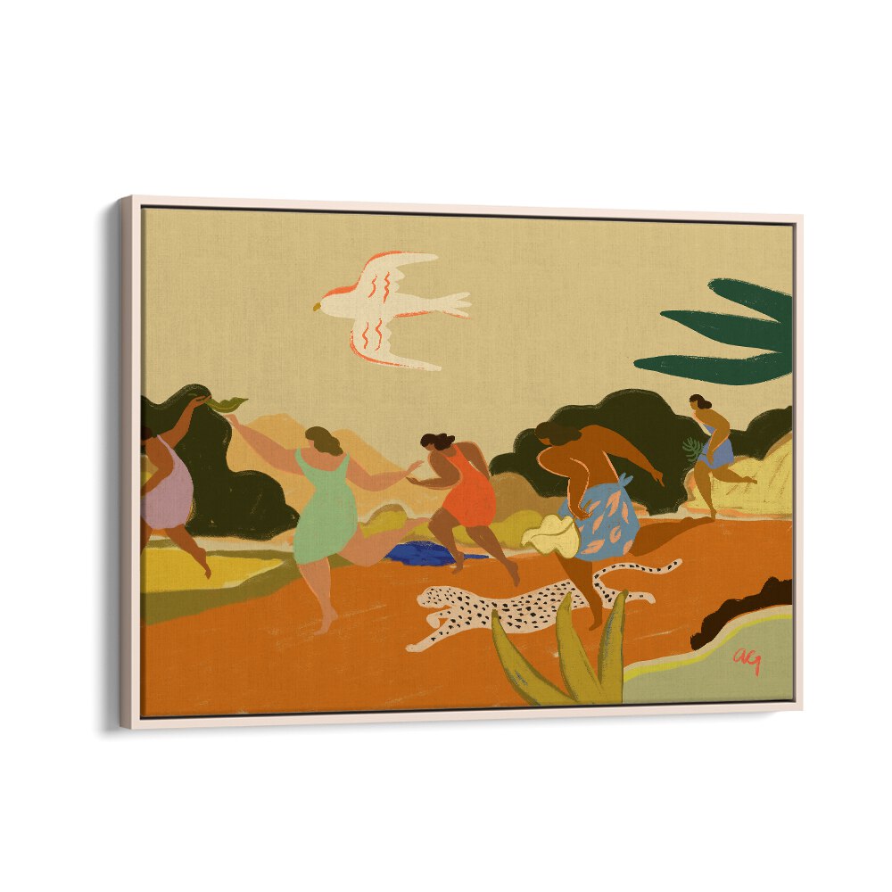 Run By Arty Guava Wall Art Prints in Oak Wood Floater Frame