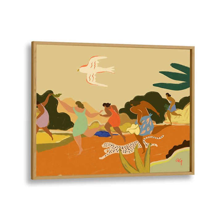 Run By Arty Guava Wall Art Prints in Oak Wood Plain Frame