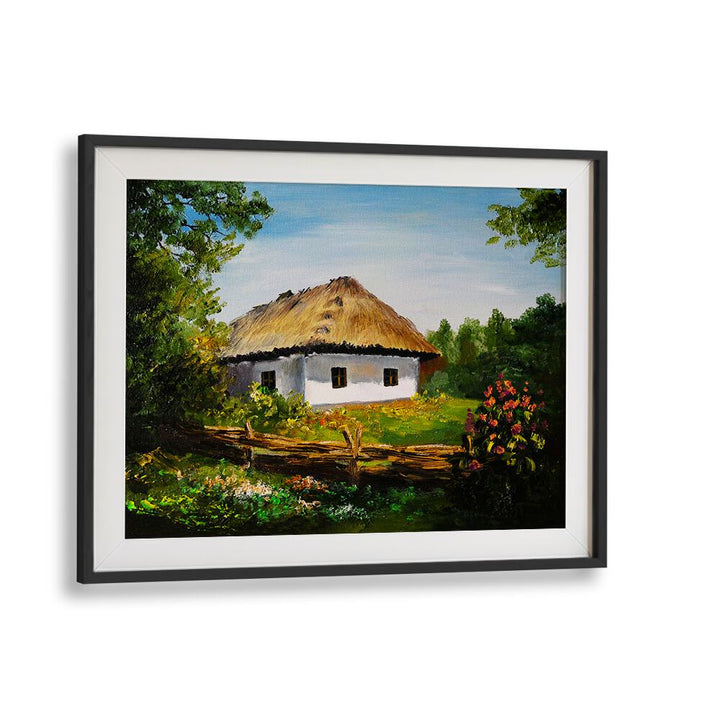 Rustic Refuge Vintage European Paintings in Black Frame With Mount