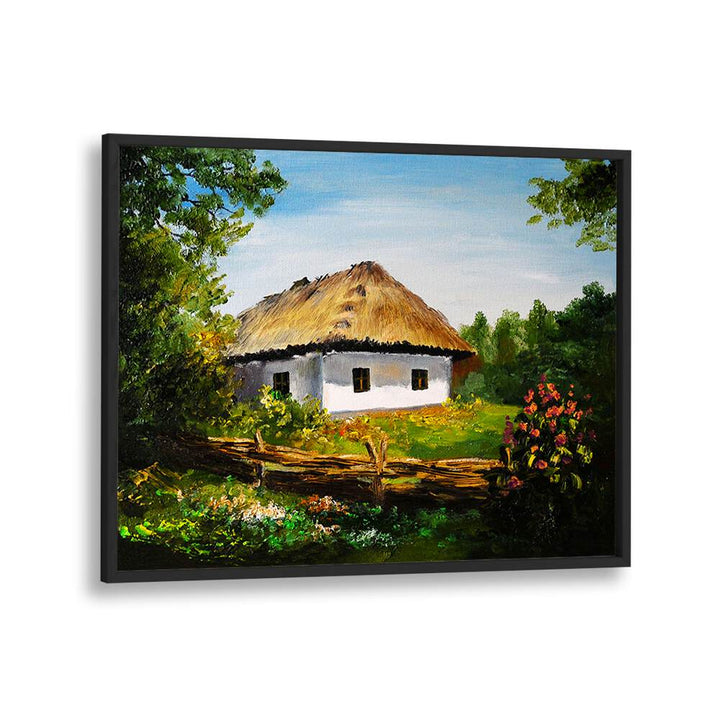 Rustic Refuge Vintage European Paintings in Black Plain Frame