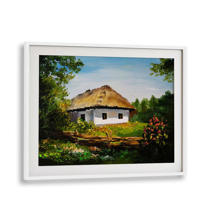 Rustic Refuge Vintage European Paintings in White Frame With Mount