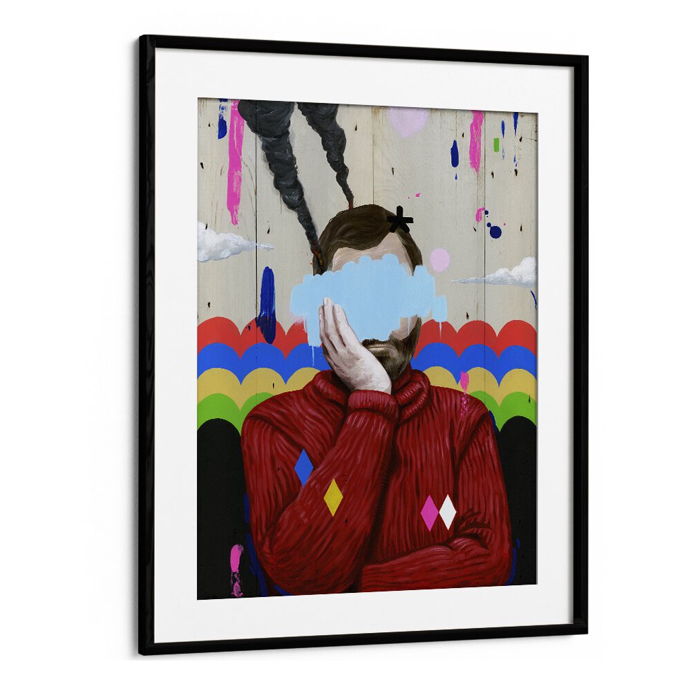 Sad Pop Art Artwork in Black Frame With Mount