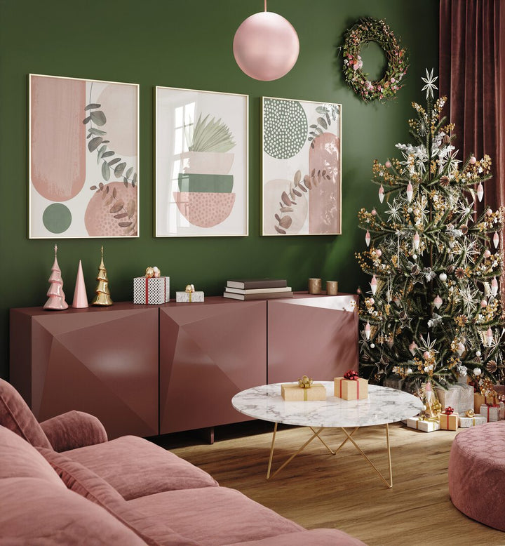SAGE PINK SET , SET OF 3 PAINTINGS