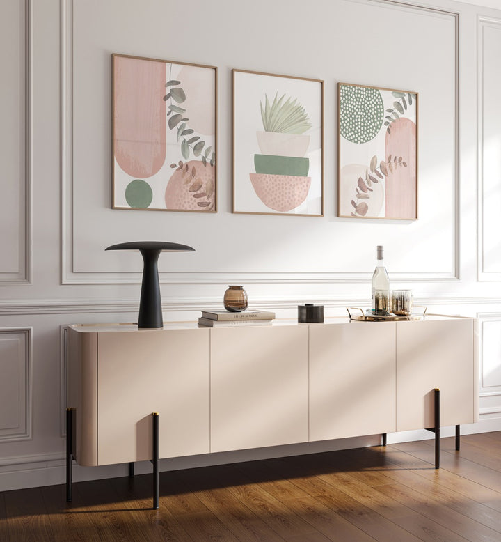 SAGE PINK SET , SET OF 3 PAINTINGS