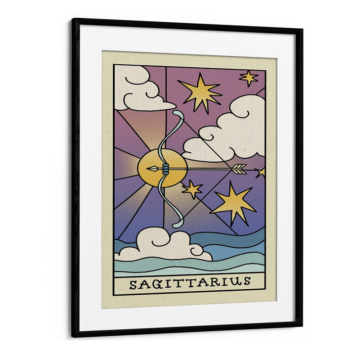 Sagittarius Zodiac & Tarot Art Artwork in Black Frame With Mount