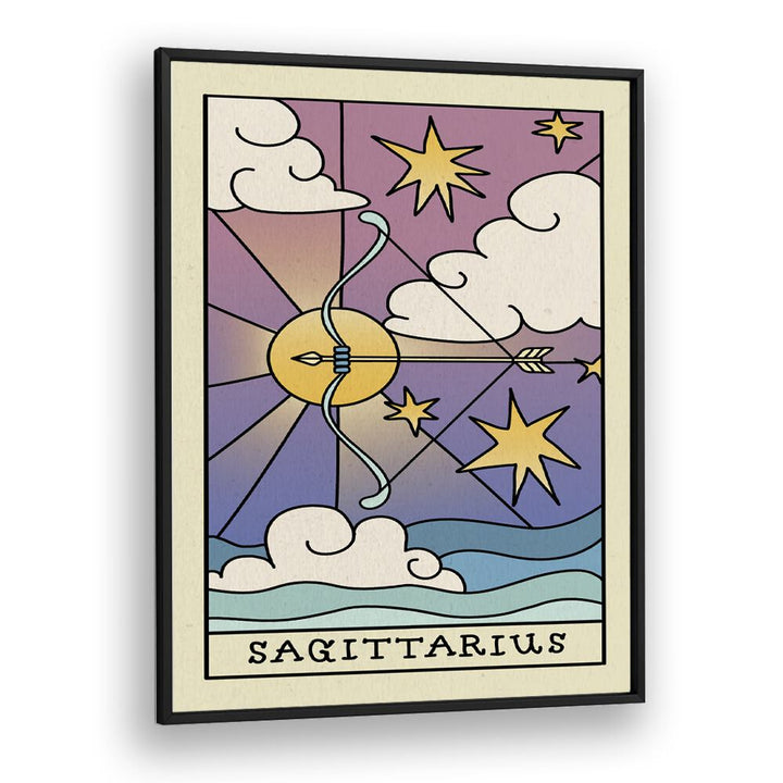 Sagittarius Zodiac & Tarot Art Artwork in Black Plain Frame