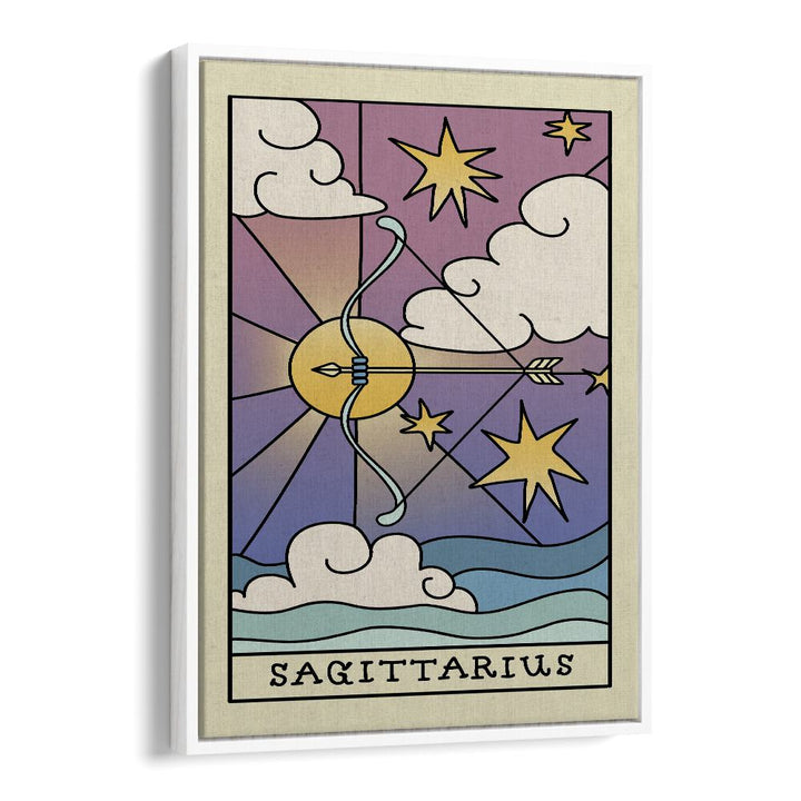 Sagittarius Zodiac & Tarot art painting Artwork in White Floater Frame