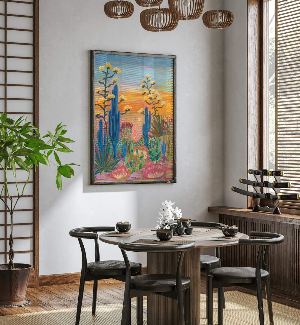Vibrant Saguaro Cactus, Floral Flower Paintings enhance any space with nature's beauty, crafted by Eleanor Baker.